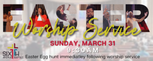 Join us for Easter Sunay on Sunday, March 31, 2024 at 9:30AM with an easter egg hunt immediately following the service.