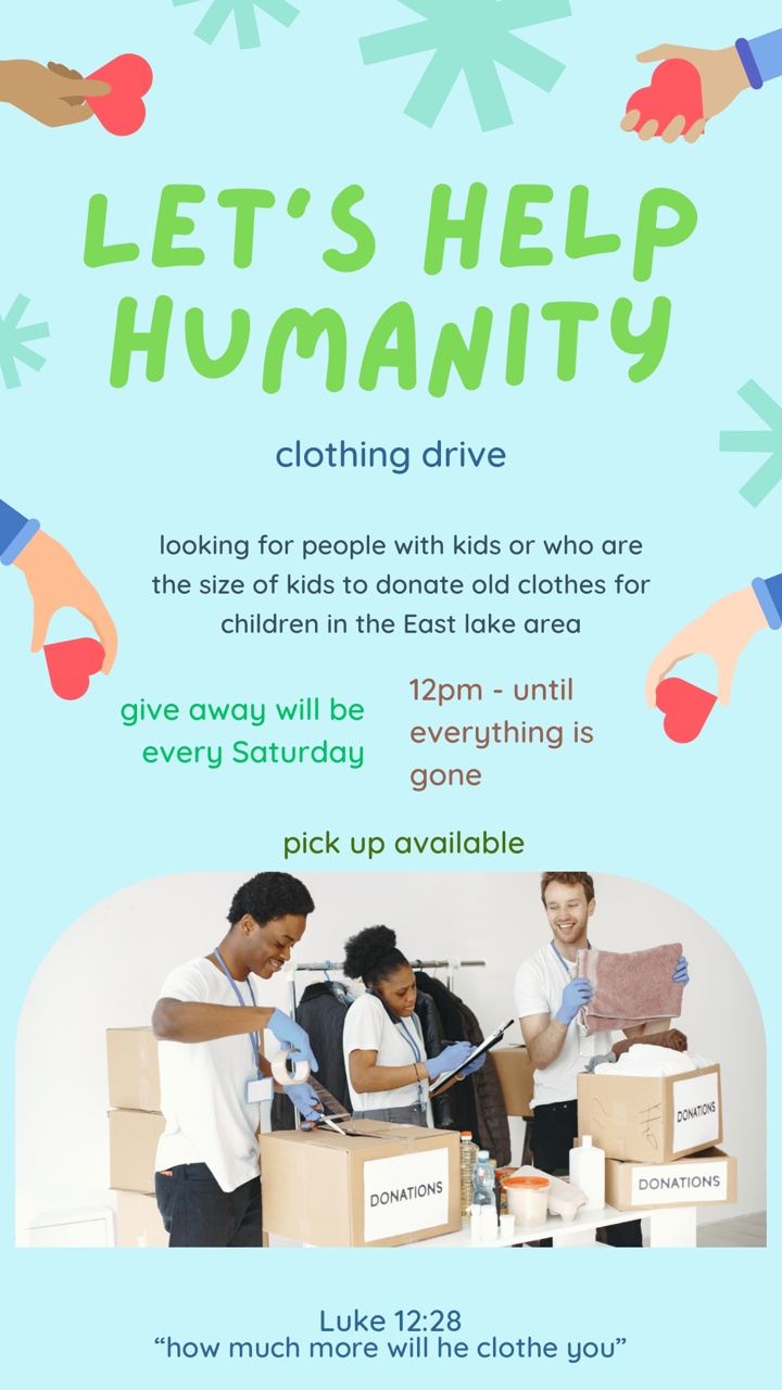 Let’s Help Humanity Clothing Drive